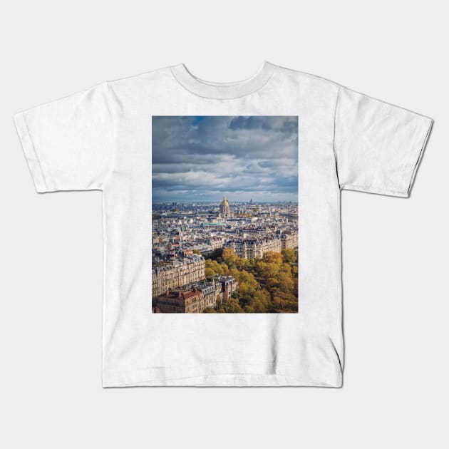 Autumn parisian cityscape Kids T-Shirt by psychoshadow